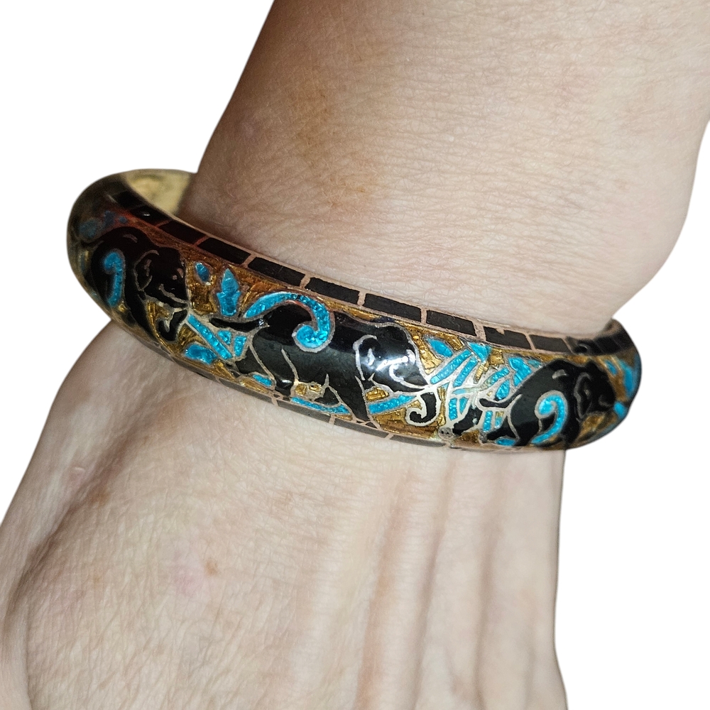 Elegant Black and Blue Enamel Bracelet